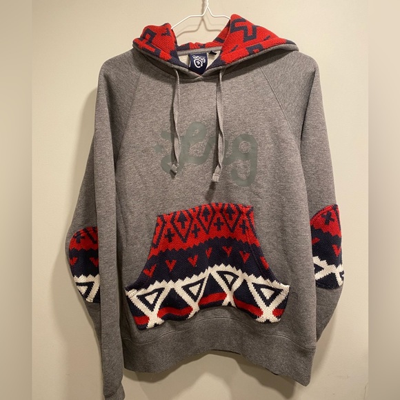 NWOT LRG Grey and Plaid Hoodie - Picture 1 of 6